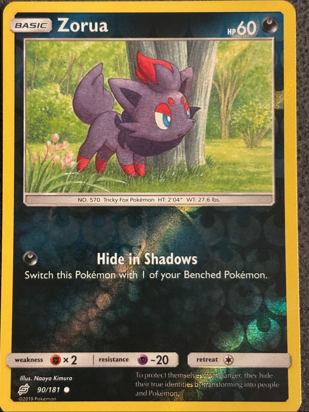 Zorua Reverse Holo Team Up Pokémon Trading Card